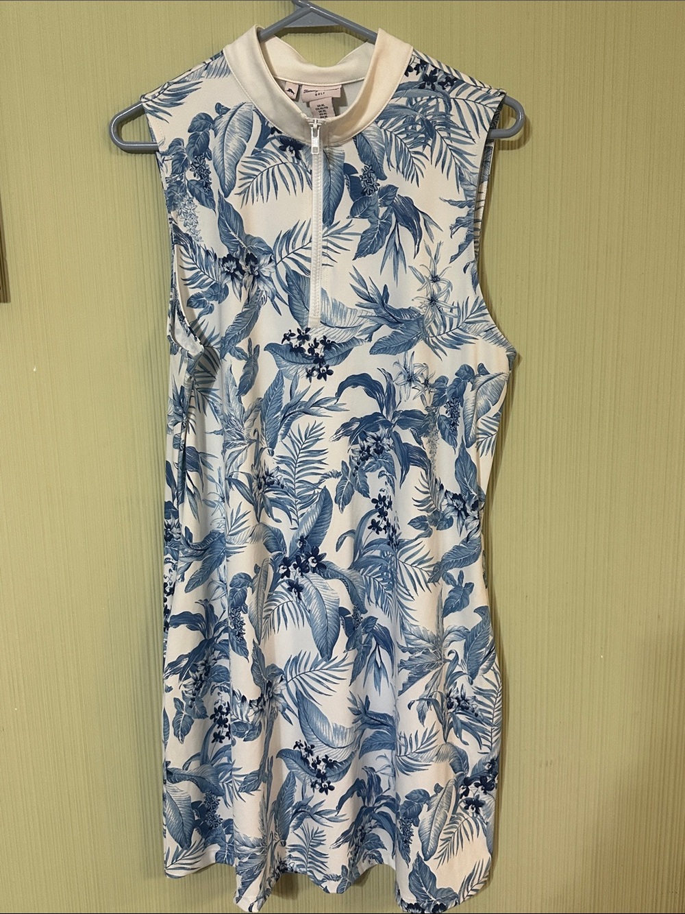Tommy Bahama White and Blue Tropical Zip Golf Dress